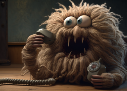 this is phonesy. he's what I imagine phone malware looks like. He's probably realted to cookie monster, except he eats phones.
