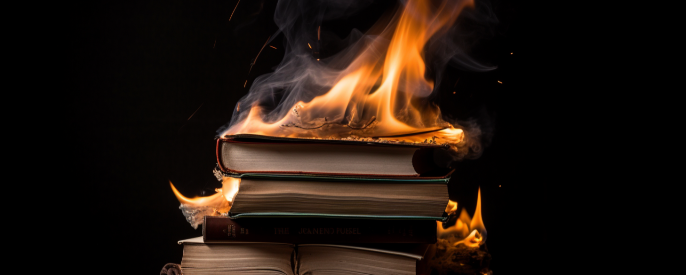 a stack of books on fire. get it?