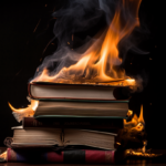 a stack of books on fire. get it?