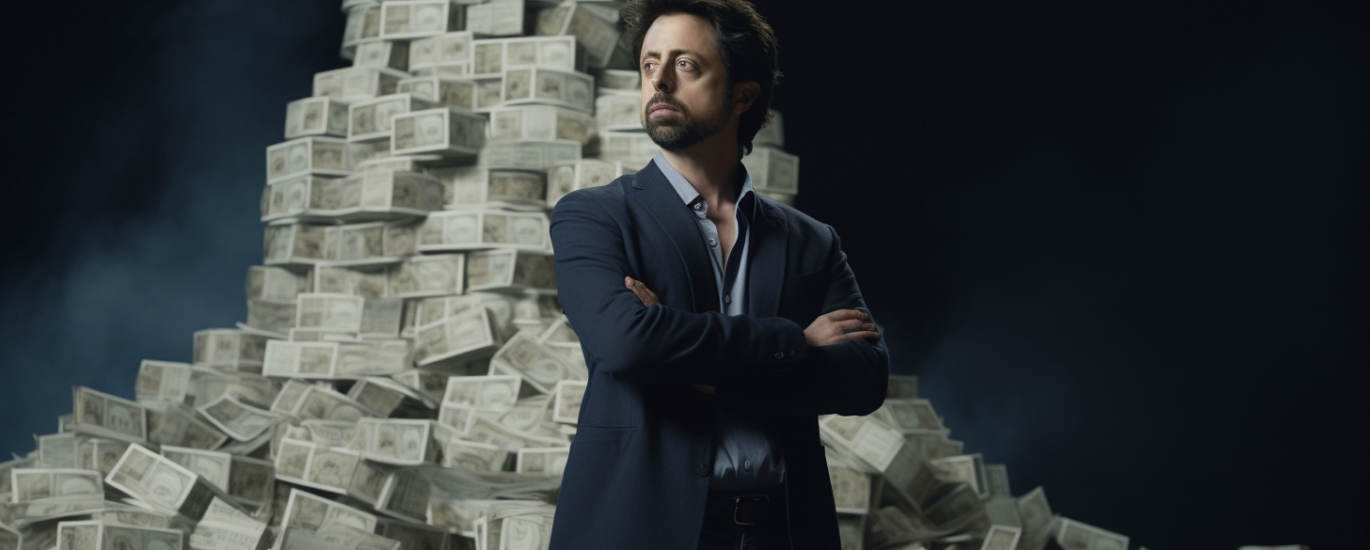 Sergey Brin stands in front of $93M