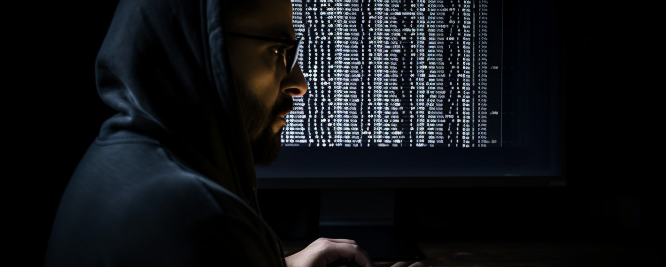 a man stares at a password cracker program