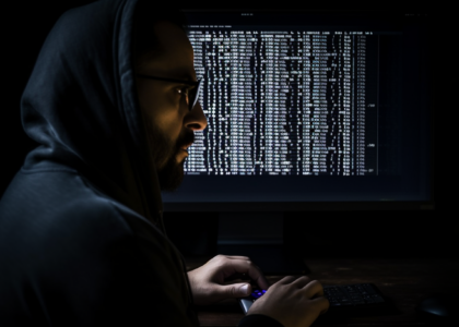 a man stares at a password cracker program