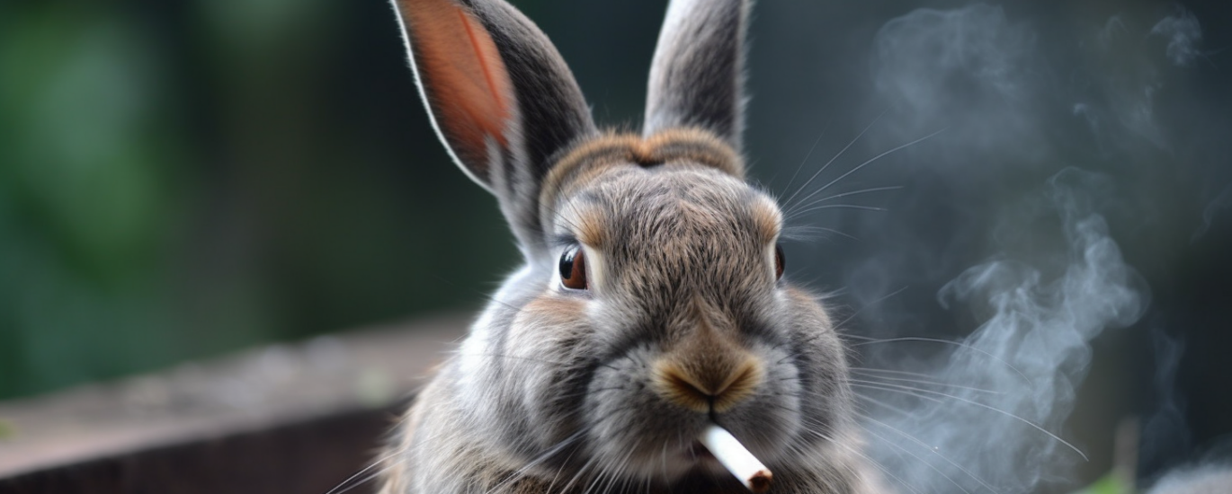 a bunny smokes a cigarette